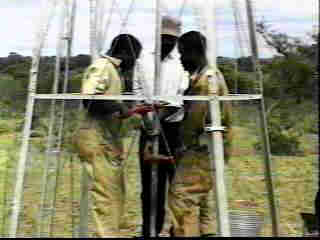 Dropping the pipe in the well.