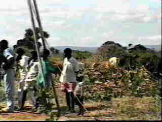 Locals watching the work.