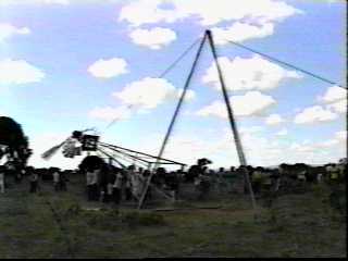 Starting to lift the windmill erect.